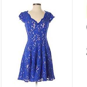 Beautiful royal blue lace v-neck cocktail dress!